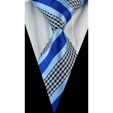 stropdas donkerblauw lichtblauw streep ruit motief